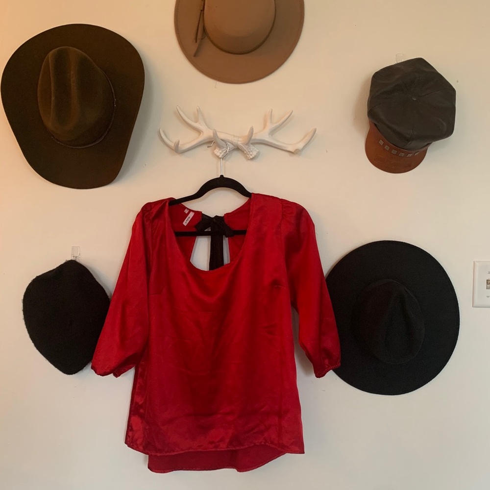 Red satin blouse